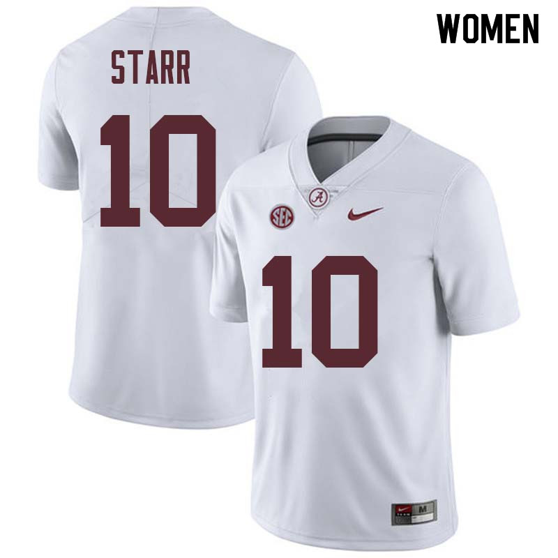 Women #10 Bart Starr Alabama Crimson Tide College Football Jerseys Sale-White